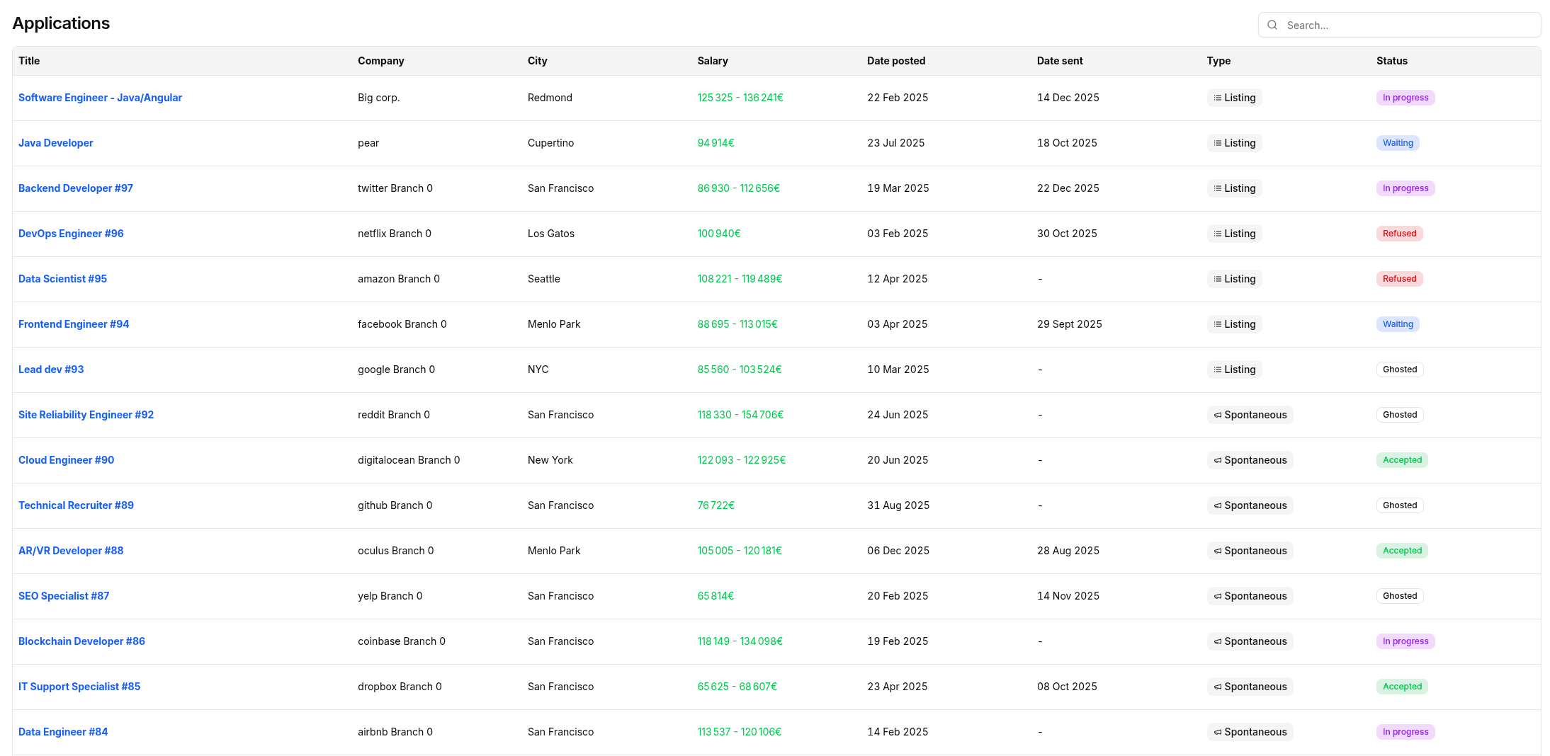 application table feature light