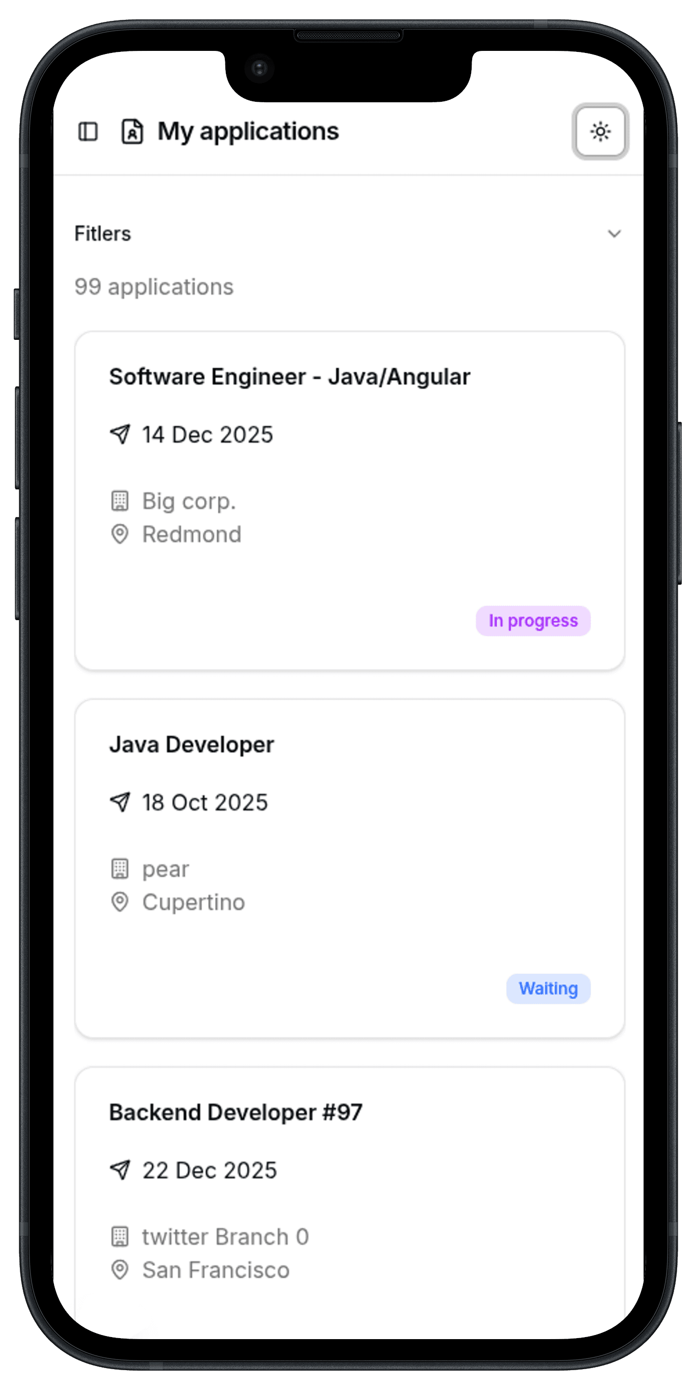 application mobile view light